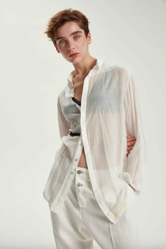 Cotton & Silk Voile Shirt - Original Off White