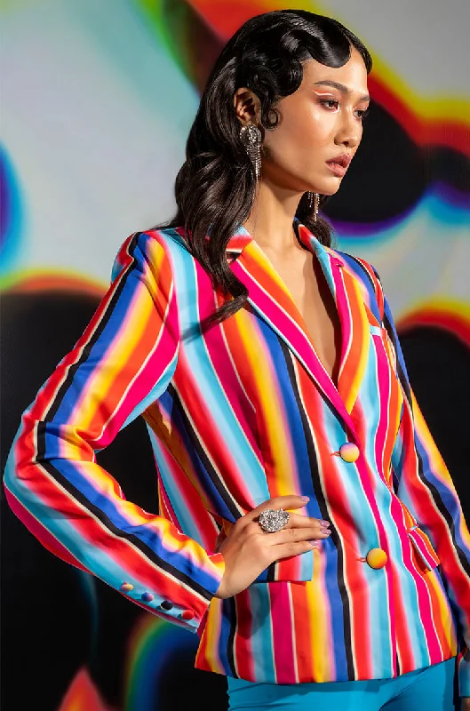 OPEN BACK MULTI STRIPE BLAZER